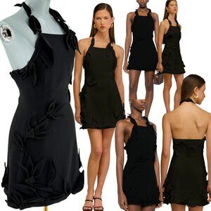 🆕 CULT GAIA 🧿 NWOT Elliana Calla Lily Floral Appliqué Mini, Black - Sz 00